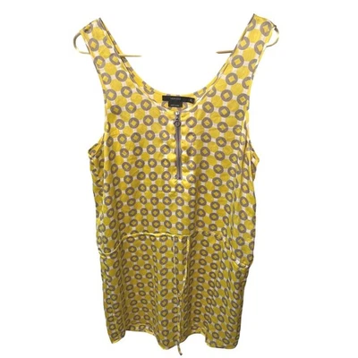 Vestido sin mangas estampado geométrico amarillo vértigo bolsillos con cremallera talla XL Foto 1 de 4