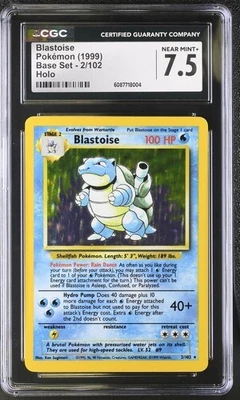 CGC 7.5 BLASTOISE 2 BASE SET UNLIMITED POKEMON NEAR MINT + - Image 1 of 2