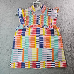 NWOT THML Anthropologie Top Women Small Colorful Geometric Print Summer - Picture 1 of 12