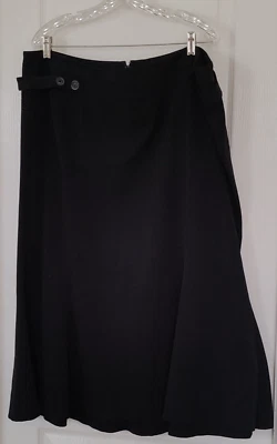 FALDA MUJER PLUS LANE BRYANT DOBLADILLO ACAMPANADO Talla 22 Botones Delanteros Decorativos Negra Foto 1 de 4