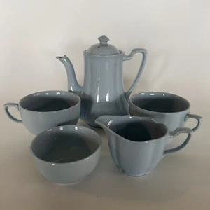 Vintage Johnson Bros GreyDawn Light Blue 6" Teapot, Cups, Creamer/Sugar Bowl - Picture 1 of 9