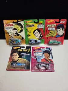 5 Hot Wheels Star Trek Series Lt. Uhura SPOCK KIRK SCOTTY M/M NOS Real Riders TF - Picture 1 of 13