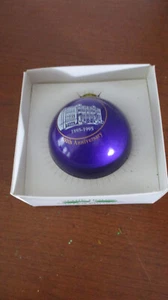 HOWE HOUSE Purple BARNESVILLE HS 100th Anniversary GLASS BALL Christmas ORNAMENT - Picture 1 of 3