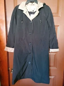 APPLESEED'S Women's 3/4 Black Lined Hooded All Weather Raincoat Size PS - Picture 1 of 8