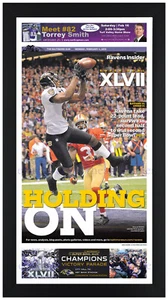 2013 Baltimore Ravens Super Bowl Champions Newspaper Print Framed! 2/4 C - Picture 1 of 1