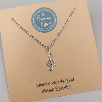 Collar con llave de agudos plata tibetana joyería orquestal personalizada músico. Foto 1 de 4