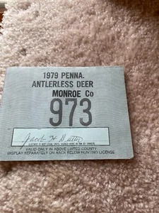 1979 Pa Pennsylvania Antlerless Hunting License 973 - Picture 1 of 2