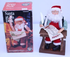 Vintage Gemmy Babbo Natale alla sua scrivania animato movimento natalizio Motion-ette 1994 - Foto 1 di 16