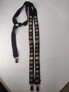 Military War Belt Suspenders Old Military Brass Buttons Multiple Countries Cool! - Picture 1 of 12