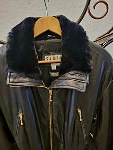Chaqueta de motociclista Thinsulate 3M de cuero con aislamiento térmico pequeña negra Siena Studio - Imagen 1 de 18