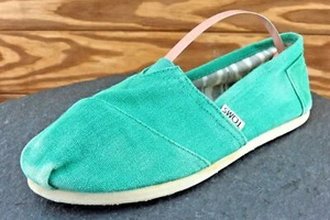 Toms Size 6.5 M Round Toe Green Flats Fabric Women - Picture 1 of 7