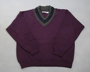 Suéter de Cricket Tenis De Colección Para Hombres Talla L Púrpura Tejido Cuello en V Preppy - Imagen 1 de 7