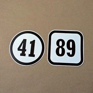 Custom Vinyl Race Number Sticker Square Round Flames Car Bike Motorbike Kart - Picture 1 of 18