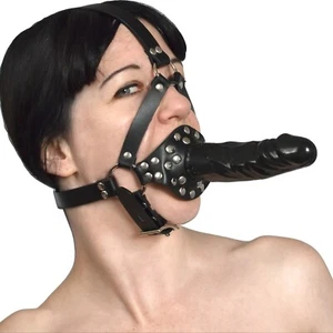 Doppelter Fetisch Mundkebel mit Dildo Plug verschließbar* Penis Bondage Sex - Picture 1 of 12