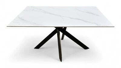 ‘Antonio’ Marble Effect Dining Table Black X Legs Ceramic BRAND NEW - Image 1 of 4