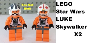 LEGO Luke Skywalker Pilot Helmets STAR WARS Lot of 2 VISOR DOWN ORANGE Complete - Picture 1 of 2