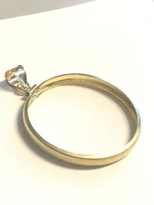 14k Yellow Gold filled Screw top Coin Bezel Frame 50 Mexican Mexico Pesos - Picture 1 of 1