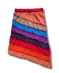 EzHippie Multicoloured Rainbow Asymmetrical Boho Skirt - Women’s Size UK Large - Picture 1 of 5