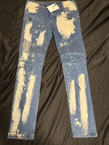 NWT Balmain Paris Distressed Biker Jeans - Men's Size 36 x32 - Made in Italy - Picture 1 of 5