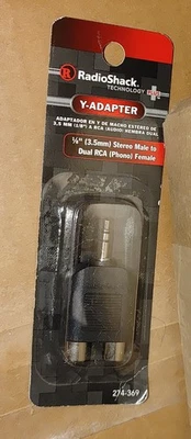 Radio Shack Stereo Audio Y Adapter 274-369 RCA Phono to 1/8" Stereo Phone Jack - Image 1 of 2