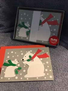 MOMA Holiday Cards POLAR BEAR & Cub Pop Up Museum Art 2018 Set 8 Cards - Picture 1 of 10