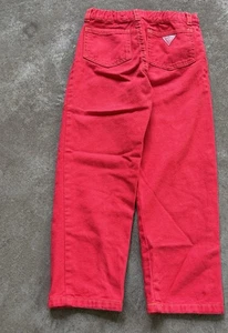 VTG BABY GUESS Red Girls Kids Sz 6Y Red Heavy Twill Pants 90s Talon Made In USA - Picture 1 of 18
