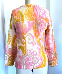 Vintage 60s Psychadelic Colorful Long Sleeve Rare Sweater Sz Small Abstract NEON - Picture 1 of 4
