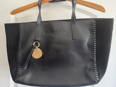 Сумка с короткими ручками кожаная See By Chloe Tilda черная рекомендуемая розничная цена производителя 515 долл. США неподвластная времени и элегантная - Изображение 1 из 4