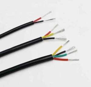 2/3/4 Cores Soft Silicone Rubber Cable High Temp Wire Power Signal Cable Black - Picture 1 of 7