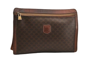 Authentic CELINE Macadam Blason Pattern Clutch Bag Purse PVC Leather Brown 7355M - Imagen 1 de 10