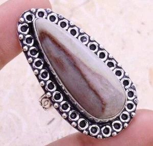 Porcelain Jasper 925 Silver Plated Ring of US Size 7.75 Ethnic - Picture 1 of 3