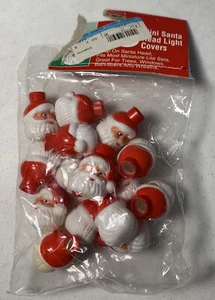 Vintage 15 Mini Santa Decoration Light Covers Snap On Miniature 1.5” Blow Mold - Picture 1 of 3