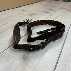 J Crew Braided Leather Belt Womens Medium Brown - Picture 1 of 8