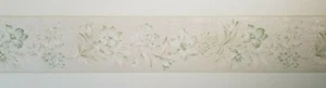 Floral Beige Green Textured Wallpaper Border by Brewster Wallcovering Italy Made - Picture 1 of 6