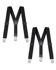Buyless Fashion Heavy Duty 2 Pack Suspenders Men 48" Adjustable Straps 1 1/2" -Y - Picture 1 of 77