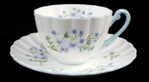 Shelley BLUE ROCK Flat Cup & Saucer Fluted Bone China 13591 GREAT CONDITION - Picture 1 of 5