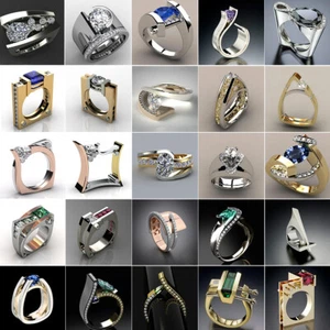 Anello donna topazio bianco rubino chic punk regalo matrimonio gioielli festa misura 5-11 - Foto 1 di 25