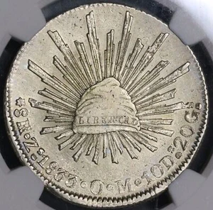 1833 Zs OM - Mexico 8 Reales - NGC AU58 - Zacatecas Mint First Republic - Scarce - Picture 1 of 3