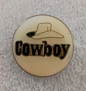 Campy Slogan Cowboy Hat 1970s Hat Lapel Pin New NOS - Picture 1 of 3