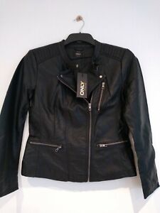 ONLY clothing black faux leather Biker Noos jacket size 10 Rrp £45 SALE!!