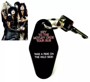 KEY TO THE MOTLEY CRUE TOUR BUS" heavy metal KEY TAG Nikki Sixx Dr. Feelgood - Foto 1 di 2