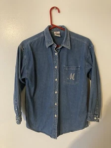 The Disney Store Mickey Mouse Rhinestone Denim Button Up Shirt Size S - Picture 1 of 8