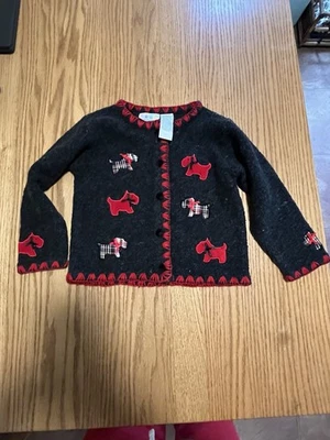 MINIWEAR Niña Talla 36 Meses Cárdigan Suéter Con Scottie Dogs Rojo-Negro Foto 1 de 4