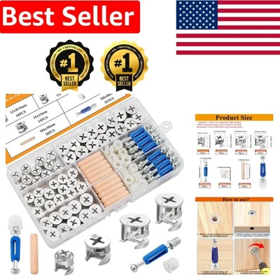 Cerraduras de leva 120 piezas con pasadores de madera para reparación de muebles sin esfuerzo Foto 1 de 4