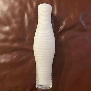 Leonardo deutsche postmoderne Glasvase gerippt gestreift weiß 13,5" - Bild 1 von 4