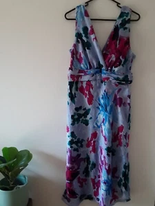 ROCKMANS Dress Womens Size 12 Sleeveless Gathered Bust Blue Satin Style Party - Picture 1 of 16
