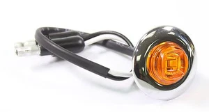 3/4" Bullet Amber Round LED Light with Chrome Bezel Side Marker Truck Trailer - Picture 1 of 8