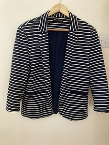 Beautiful Navy/White Striped Jacket Size L (12) - Picture 1 of 8