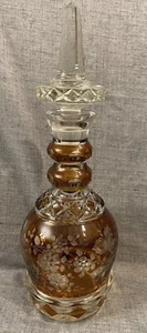 Bohemian Czech Amber Crystal Decanter 15.5” With Stopper Read Desc - Picture 1 of 10