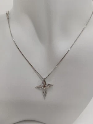 COLLANA DA DONNA CON CIONDOLO CROCE CON ZIRCONI IN ARGENTO 925 (0418) - Immagine 1 di 4